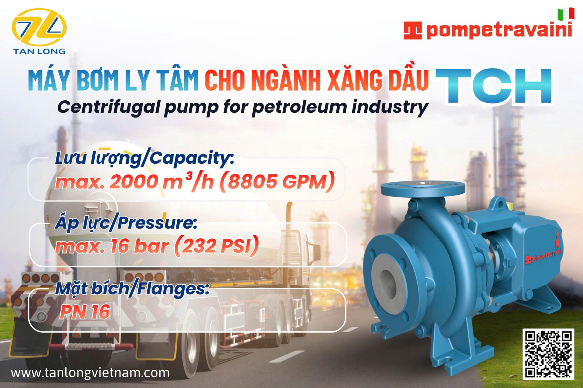 Máy bơm ly tâm TCH dành cho xăng dầu